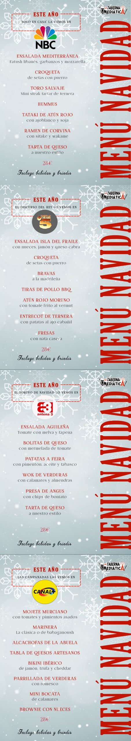 Menús de Navidad - Taberna Mediática