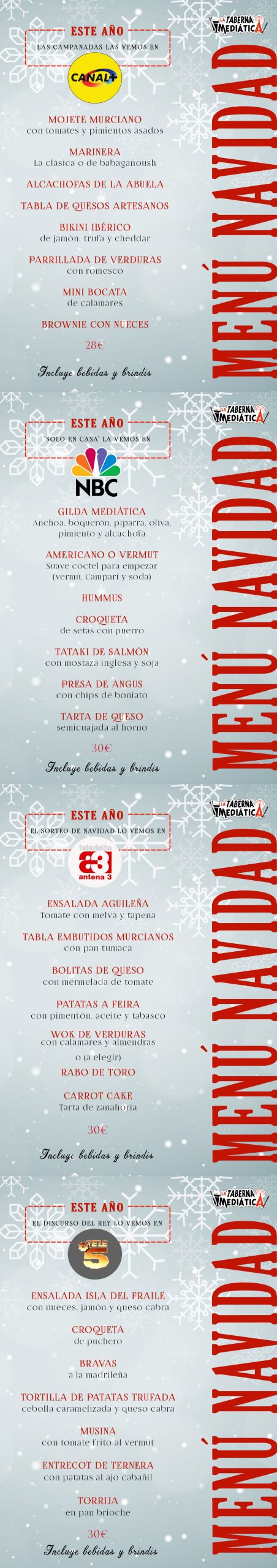 Menús de Navidad - Taberna Mediática
