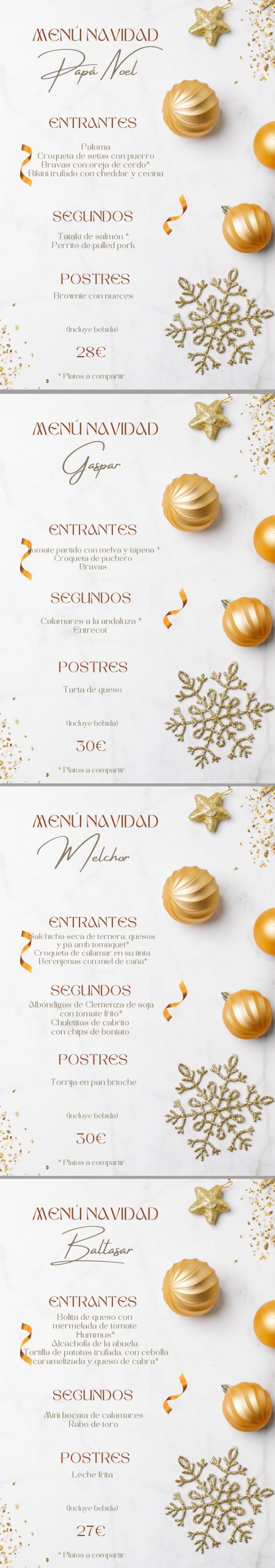 Menús de Navidad - Taberna Mediática